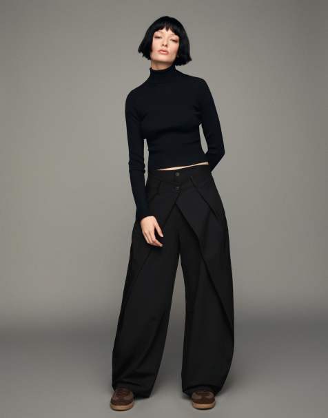 Bershka - Broek met ballonpijpen en plooien in zwart - view 1