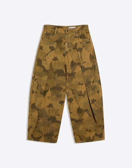 Bershka - Broek met ballonpijpen en print in kaki, 2 van 4