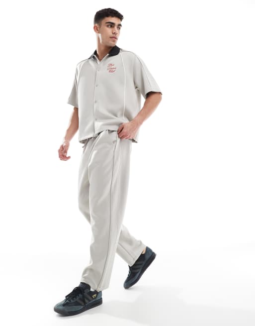 Bershka - Broek met elastische taille in grijs, deel van co-ord set