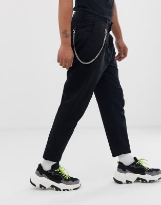 Bershka - Broek met ketting in zwart | ASOS