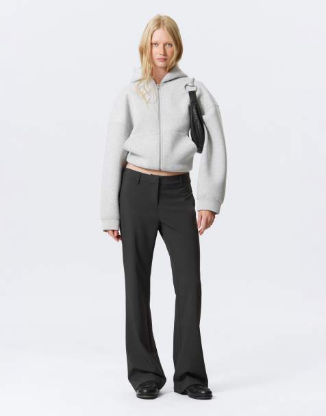 Bershka - Broek met lichte flare pijpen in donkergrijs - view 1
