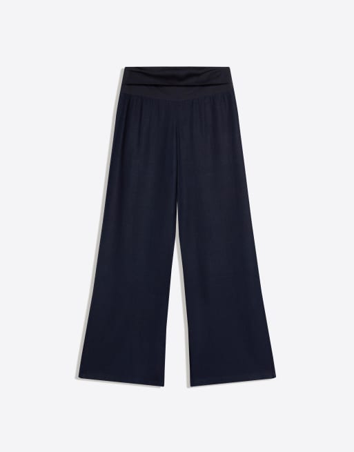 Bershka broek met omslag in navy, 3 van 4