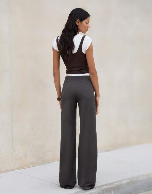 Bershka - Broek met wijde pijpen in grijs-zwart, 2 van 4
