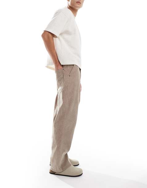 Bershka - Broek van corduroy met wijde pijpen in camel - view 1