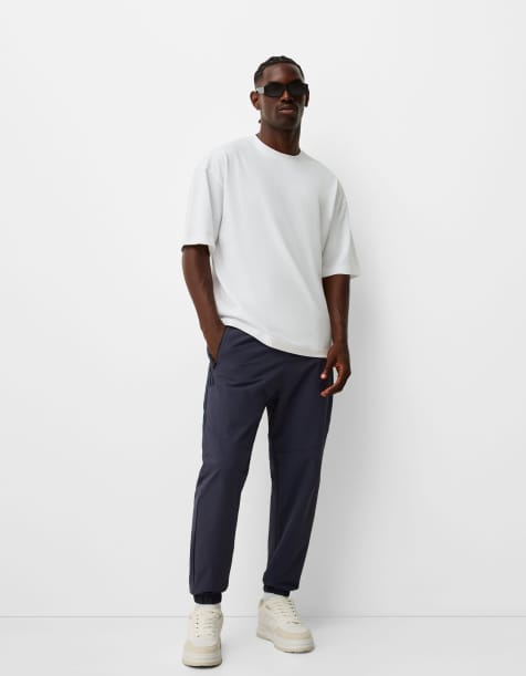 Bershka - Broek van nylon in marineblauw - view 1