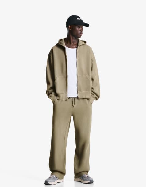 Bershka - Broek van piqué met vervaagd effect in zandkleur - view 1