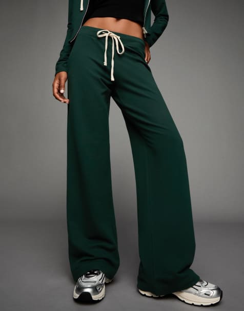 Bershka - Broek van zachte jersey in groen - view 1