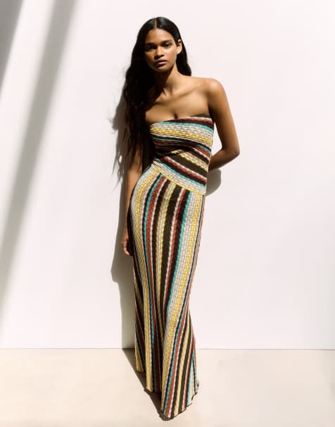 Bershka - Brun bandeau-midikjole - view 1