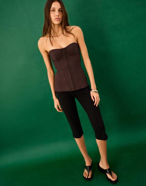 Bershka – Brun bandeau-topp i korsettstil med hake, 2 av 4