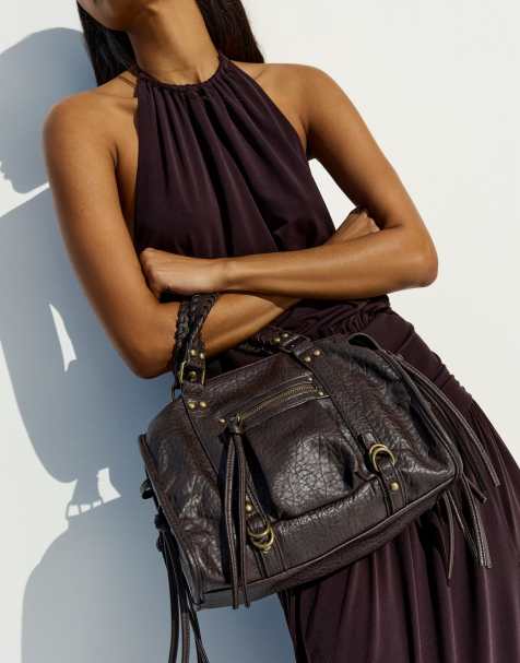 Bershka - Brun bowlingtaske med slidt look og stropper - view 1