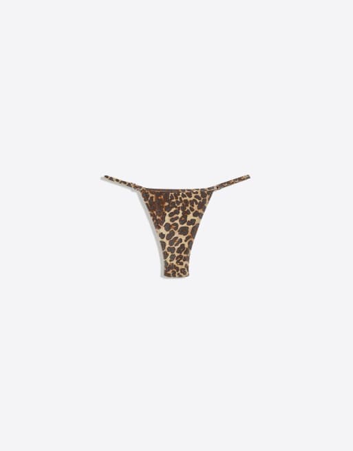 Bershka – Brun djurmönstrad bikiniunderdel, 2 av 4