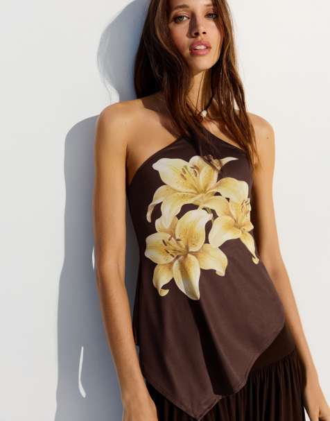 Bershka - Brun halterneck-overdel - view 1