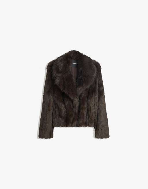 Bershka - Brun jakke i imiteret pels, 3 af 4