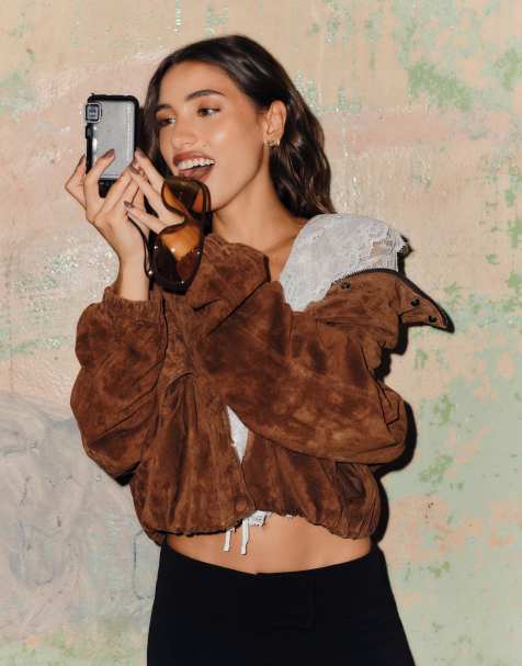 Bershka – Brun läderjacka med fickor - view 1