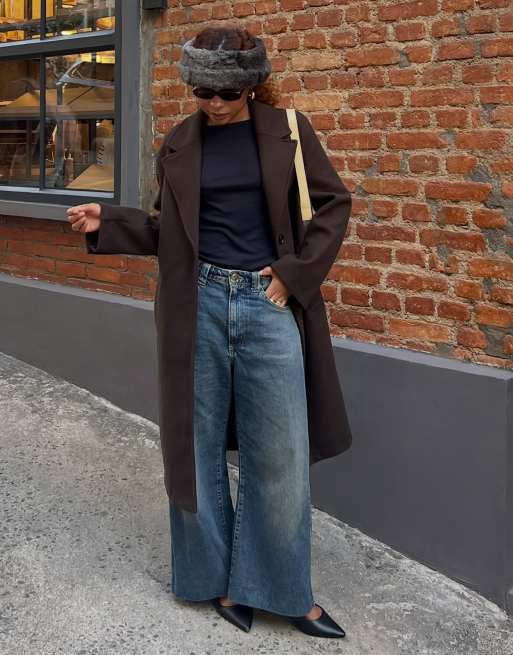 Bershka – Brun, lång, mjuk kappa, 4 av 7