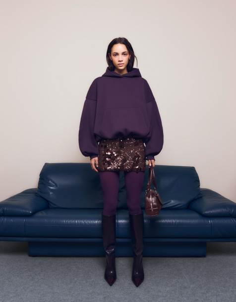 Bershka – Brun minikjol med paljetter - view 1