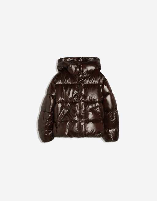Bershka – Brun pufferjacka i oversized fit med huva, 5 av 5