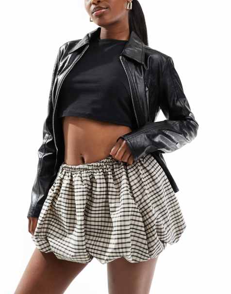 Bershka - Brun-ternet mininederdel med puffet design - view 1