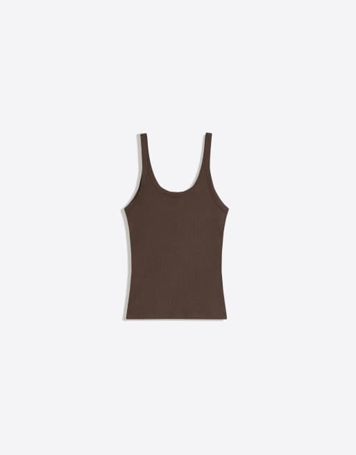 Bershka - Brun top med ribber, 6 af 7