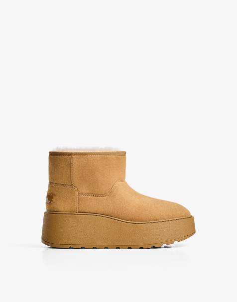 Bershka – Bruna ankelboots med platåsula och fuskpälsfoder - view 1