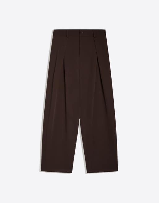Bershka – Bruna, baggy byxor med veck, 5 av 5