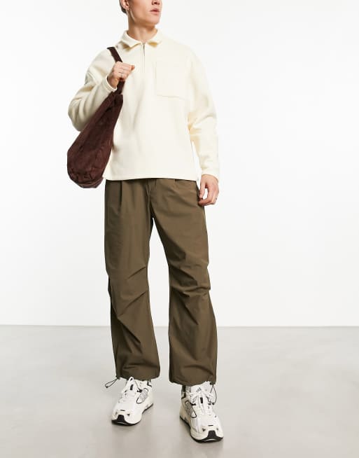 Bershka – Bruna fallskärmsbyxor av nylon , 4 av 4