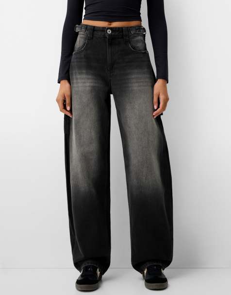 Bershka – Bruna jeans med justerbara ballongben i snickarstil - view 1