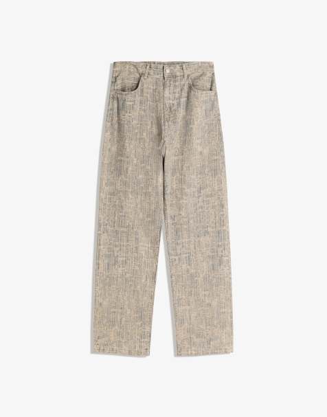 Bershka – Bruna, mönstrade jeans med barrelben - view 1