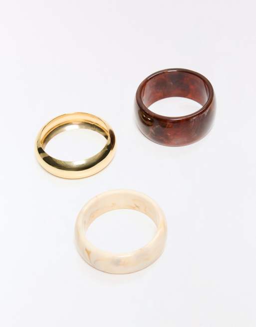 Bershka - Brune armbånd i resin med effekt i pakke med 3 stk, 2 af 3