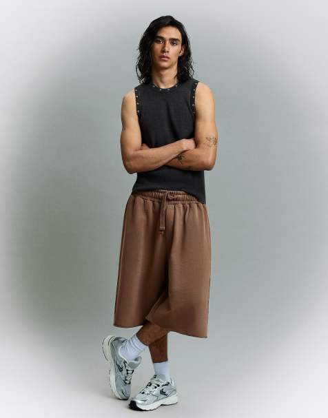 Bershka - Brune bermudashorts i joggingbuksestil - view 1