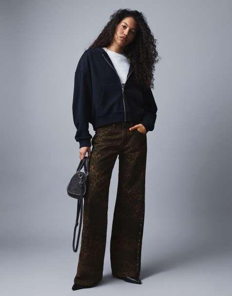 Bershka - Brune bukser i twill med lige ben - view 1