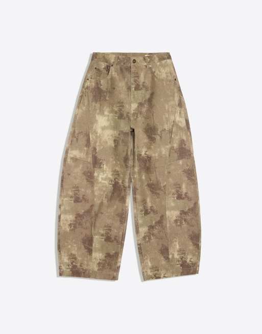 Bershka - Brune bukser med tøndeformede ben og print, 5 af 5