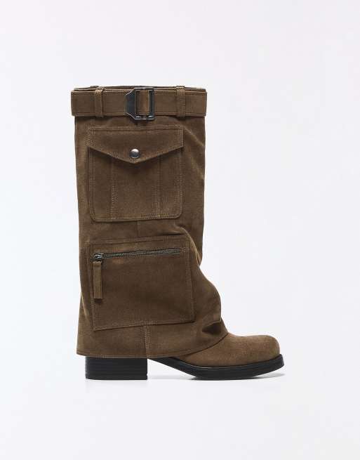 Bershka - Brune flade bukser med lommer, 4 af 7