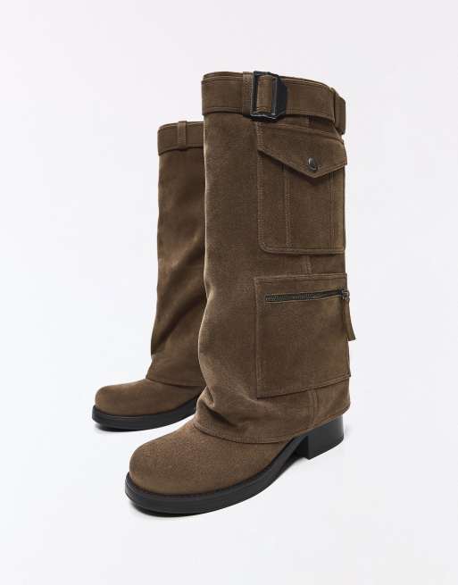 Bershka - Brune flade bukser med lommer, 5 af 7