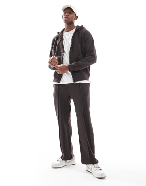 Bershka - Brune joggingbukser med vidde og pintucks - view 1
