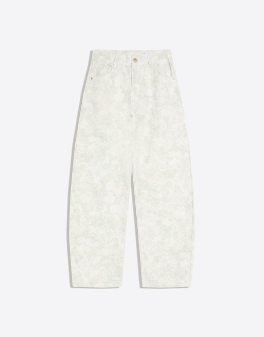 Bershka - Brune lavtaljede baggy jeans med tekstureret print, 3 af 4