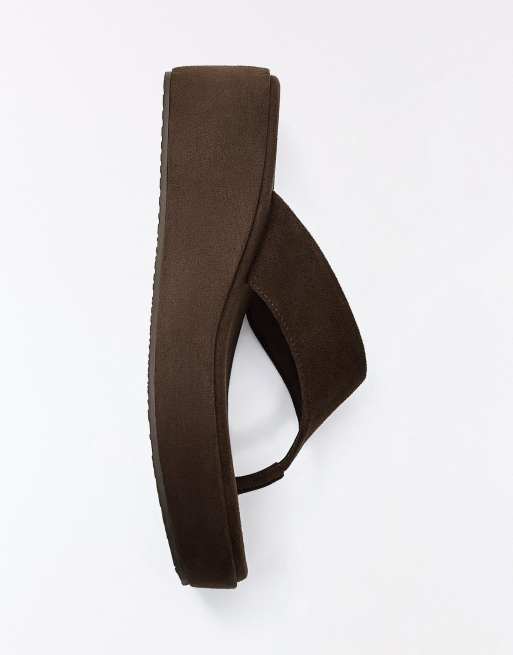 Bershka - Brune sandaler med plateausål og tårem, 4 af 4