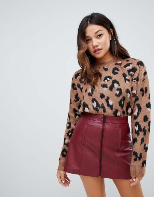 Bershka brushed leopard print jumper | ASOS