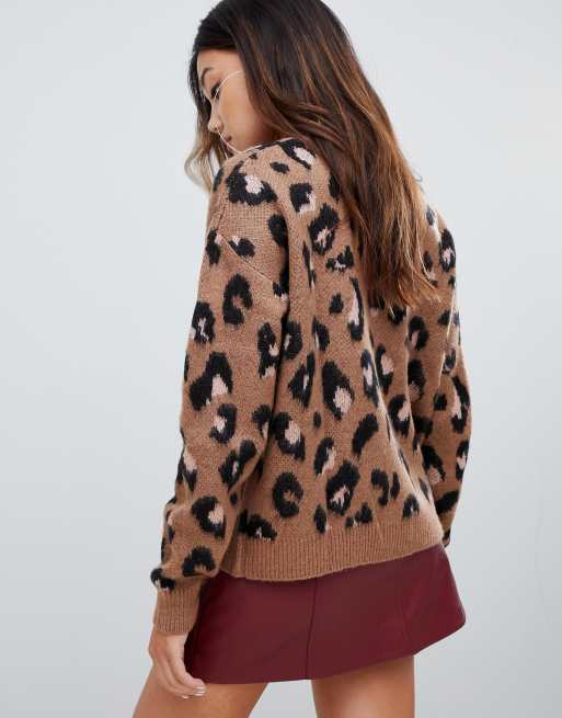 Brushed sale leopard cardigan