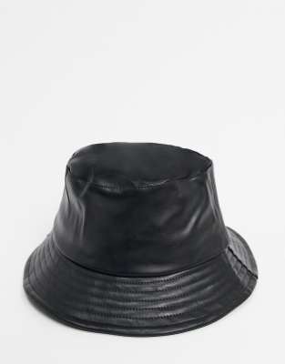 faux leather bucket hat