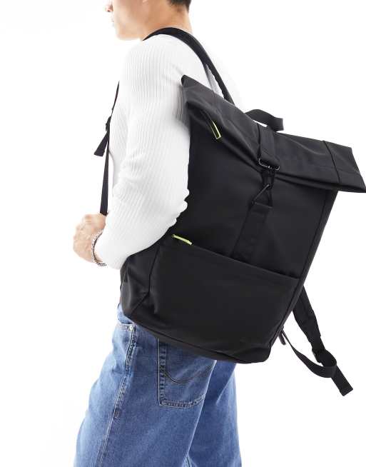 Bershka buckle backpack in black