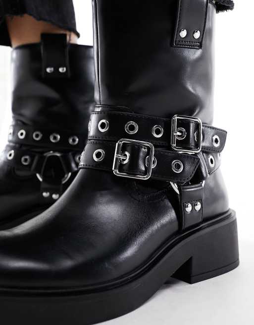 Biker boots bershka sale