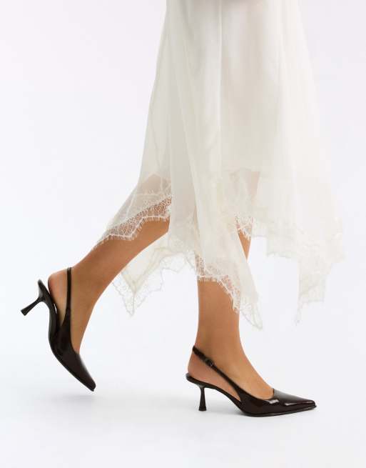 Bershka Buckle detail high-heel shoes in brown, 2 of 7