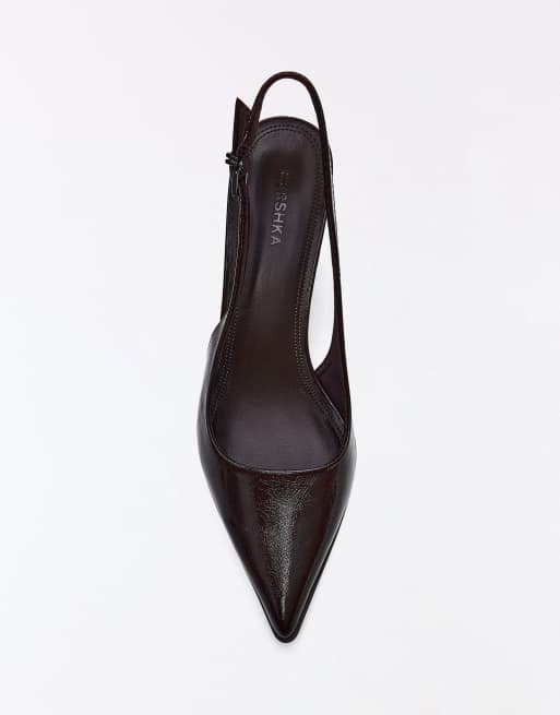 Bershka Buckle detail high-heel shoes in brown, 3 of 7