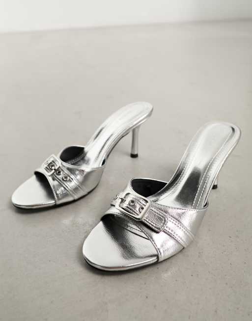 Silver glitter hot sale low heels