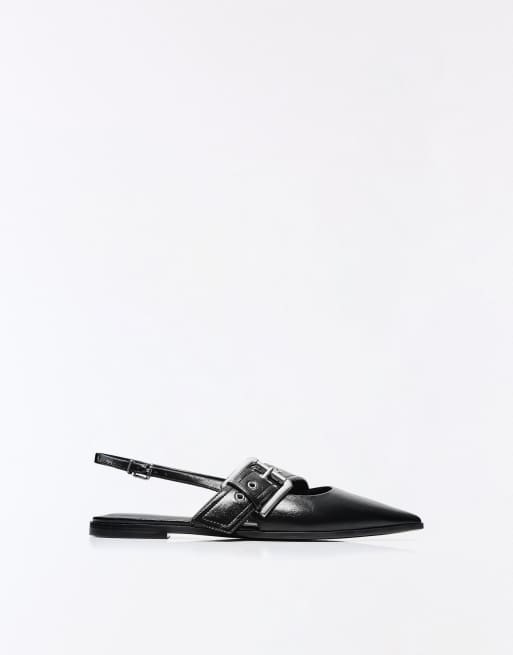 Bershka Buckle slingback - ballerina shoes in black, 3 of 7