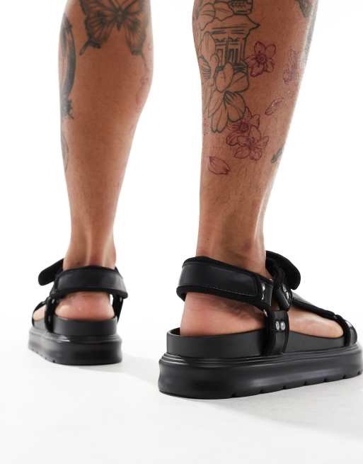 Bershka buckle strap sandal in black ASOS