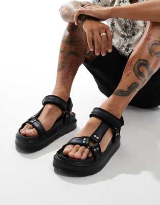 Bershka Buckle Strap Sandals In Black