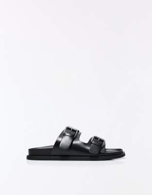  Buckled flat slider sandals 