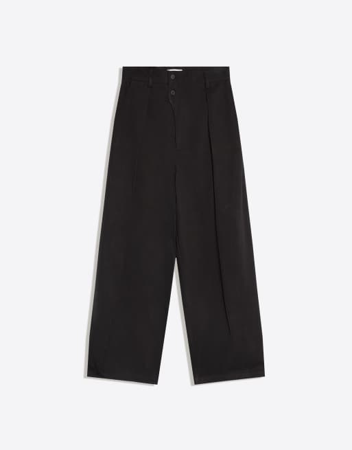 Bershka bukser med krydset front og læg i sort, 5 af 7